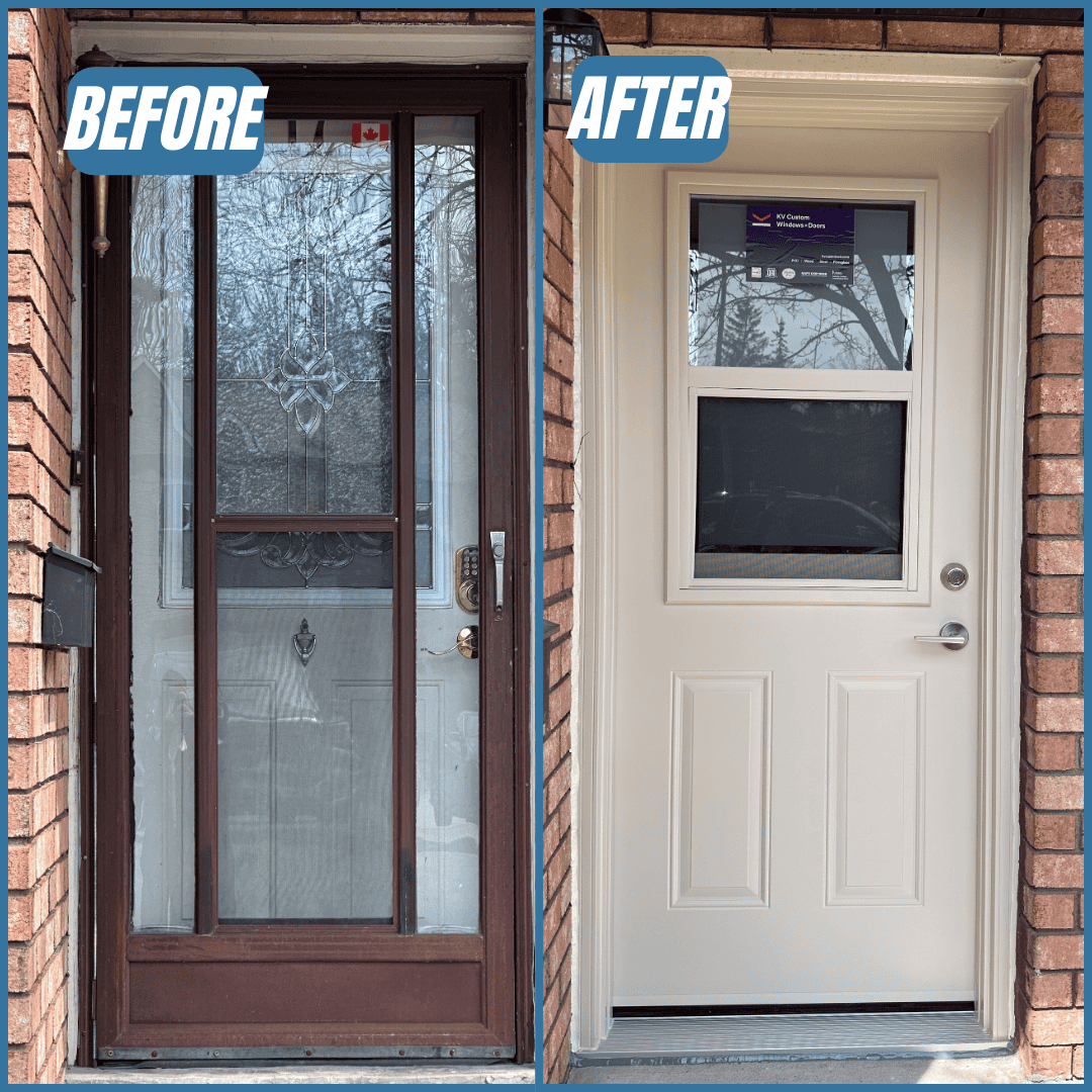 Grey Modern Client Review Instagram Post Front Door Replacement | Weaver Exterior Remodeling Barrie Ontario