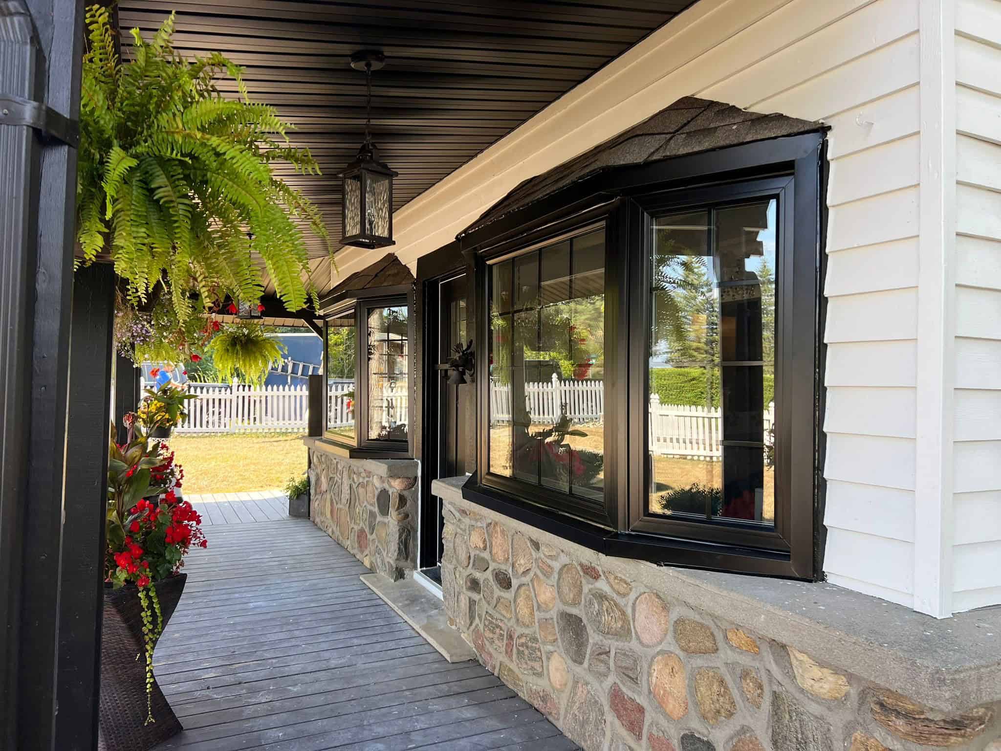 window replacement Innisfil,Bay window installation innisfil,patio door installation,black frame window | Weaver Exterior Remodeling Barrie Ontario